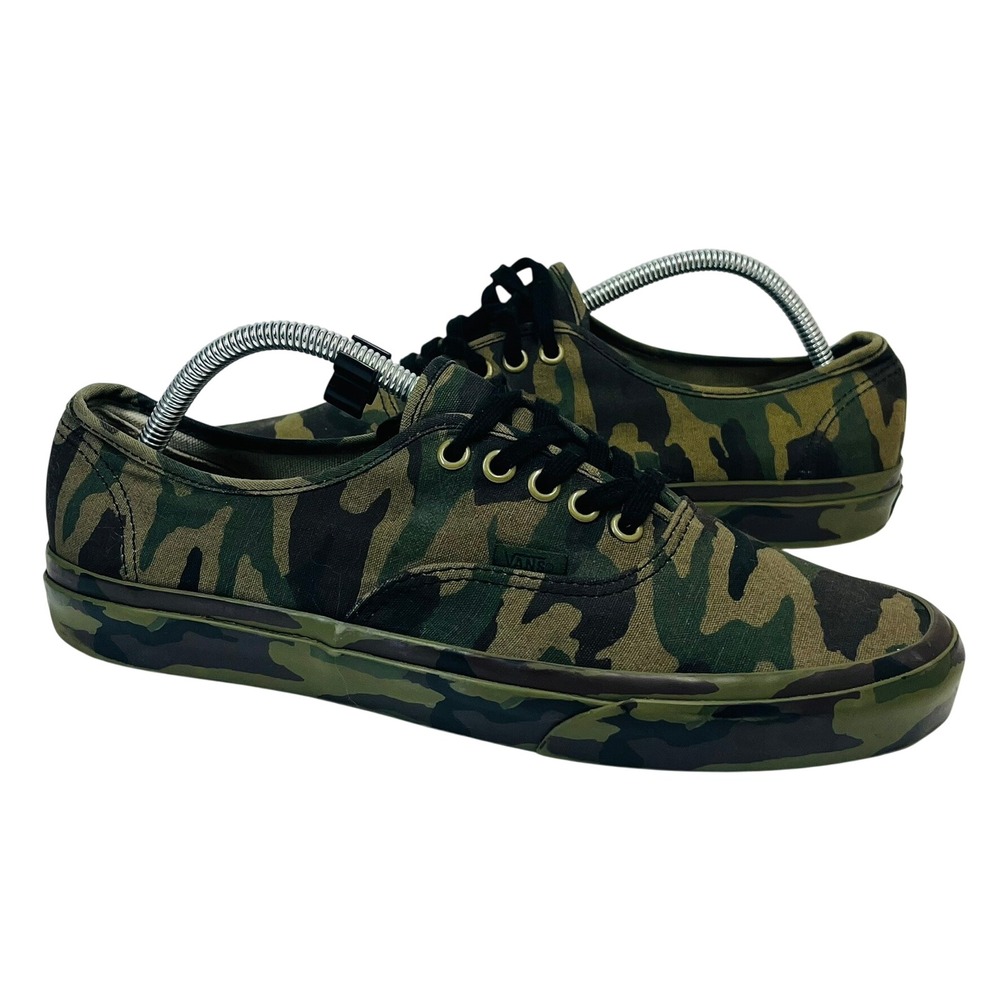 Vans Authentic Sneakers Mens 10 Green Camo Woodland Canvas Low Top 721454
